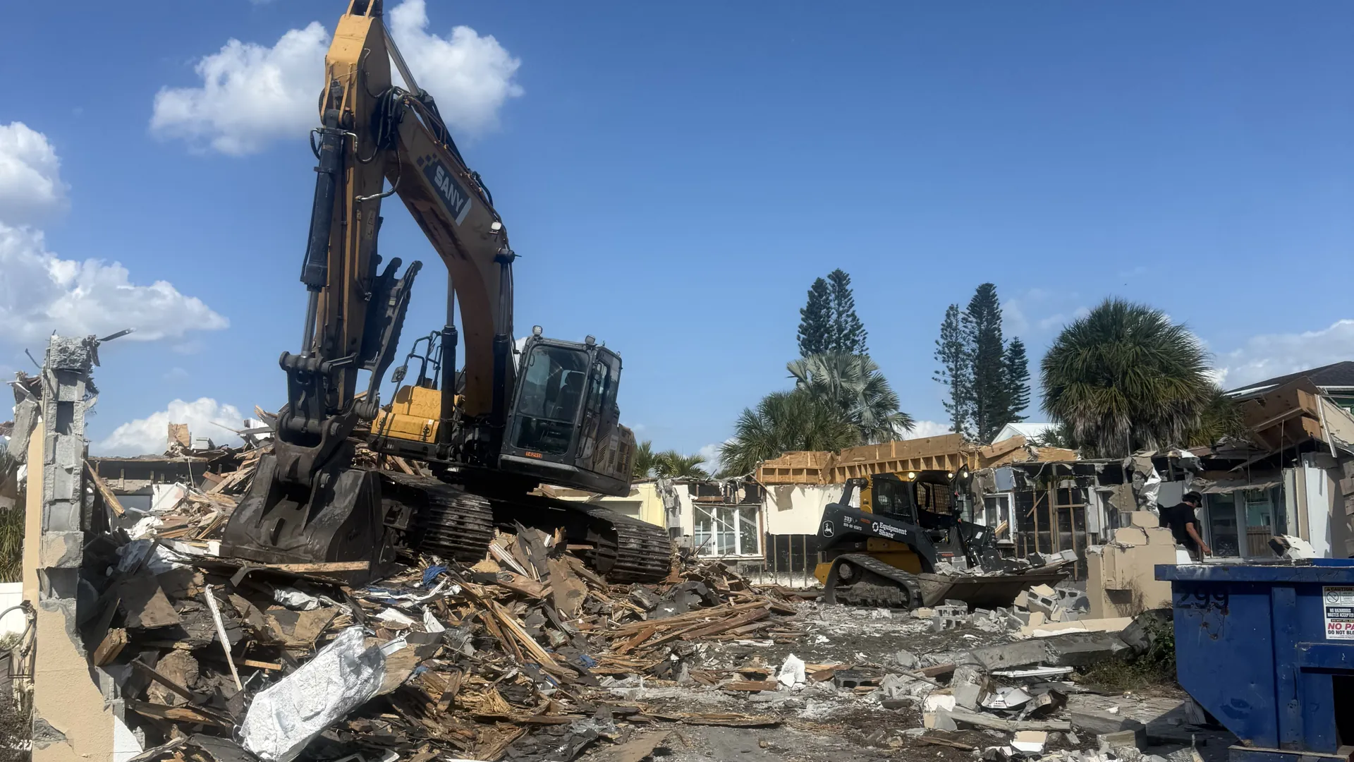 Demolition debris loaded for proper disposal in Florida