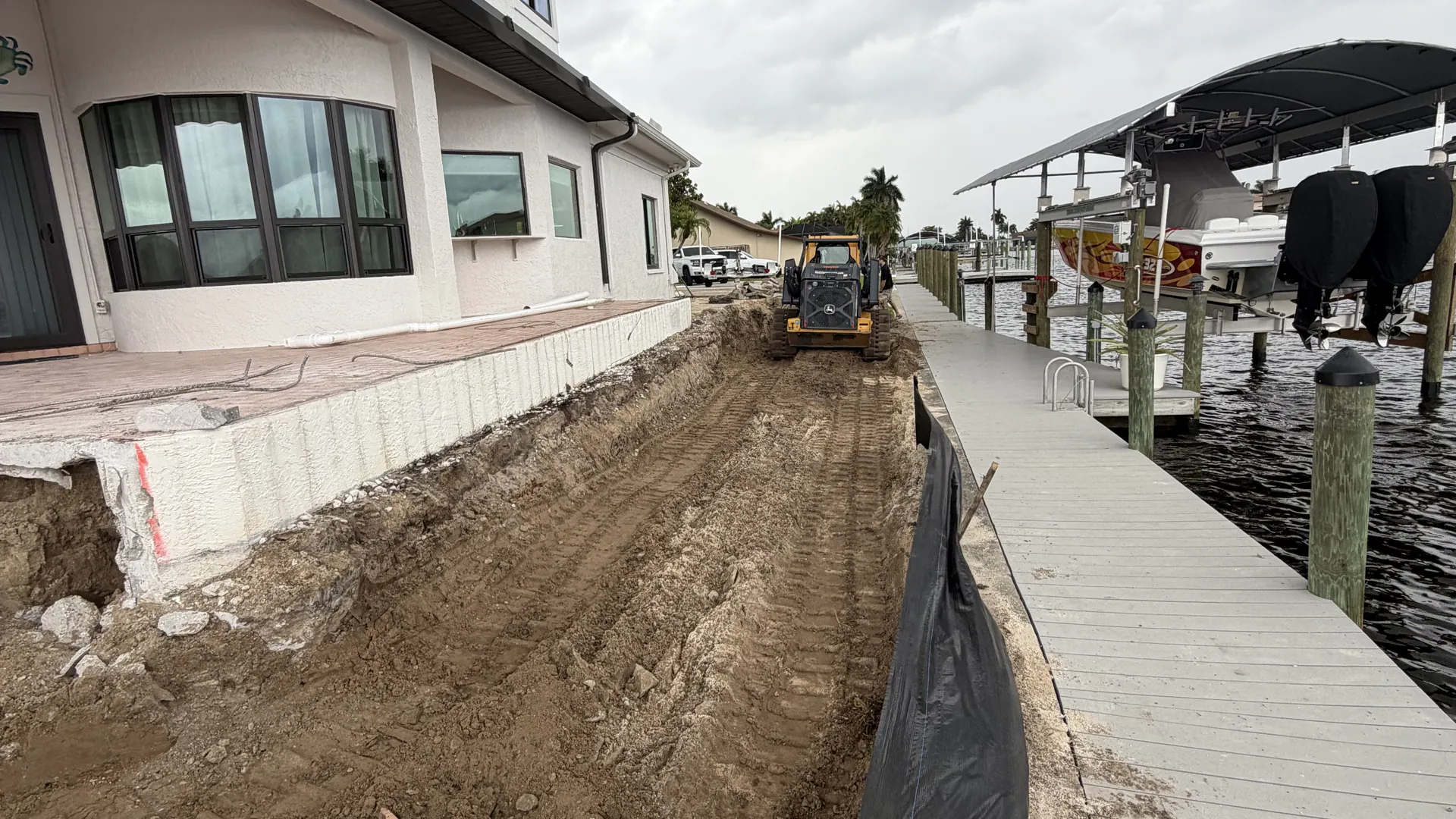 Finished site grading on a building lot in Florida Gulf Coast